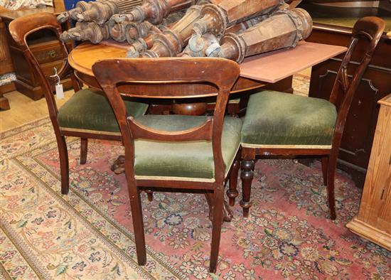 A Victorian mahogany breakfast table and four chairs